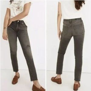 NWT Madewell The Perfect Vintage Jean Cosner Wash Knee Rip Distressed Grey 25